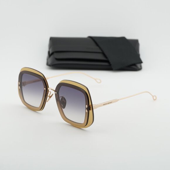 Isabel Marant IM 0047/S 0DYG 9O Geometric Sunglasses - Gold/Yellow/Smoke